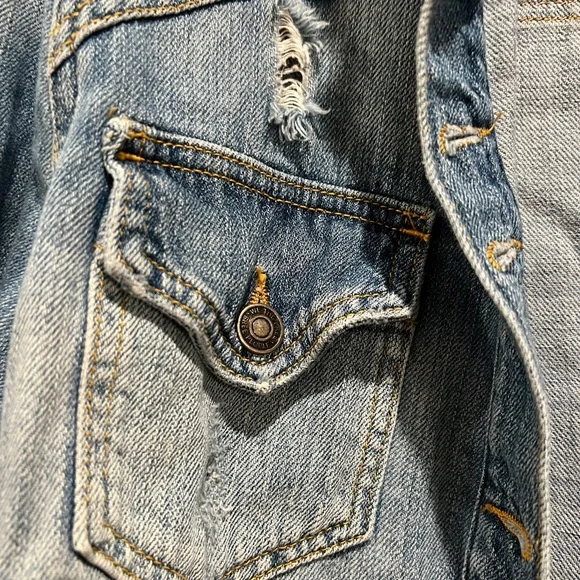 Free People Moonchild denim shirt jacket sz x small - Picture 5 of 8